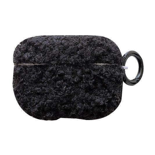 Fluff + TPU Cover for Apple AirPods Pro Charging Case Cover Bluetooth Headset Protector with Buckle - Black
