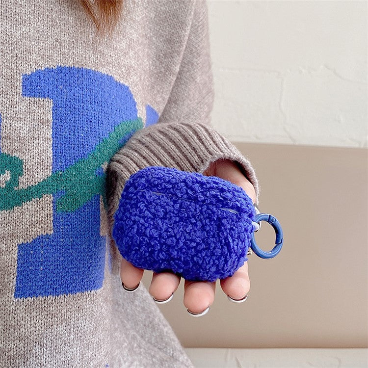 For Apple AirPods 3 Charging Case Cover Bluetooth Earbuds Protector Shockproof Fluff + TPU Cover with Buckle - Blue