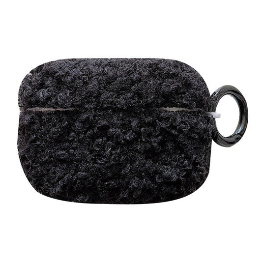 For Apple AirPods 3 Charging Case Cover Bluetooth Earbuds Protector Shockproof Fluff + TPU Cover with Buckle - Black