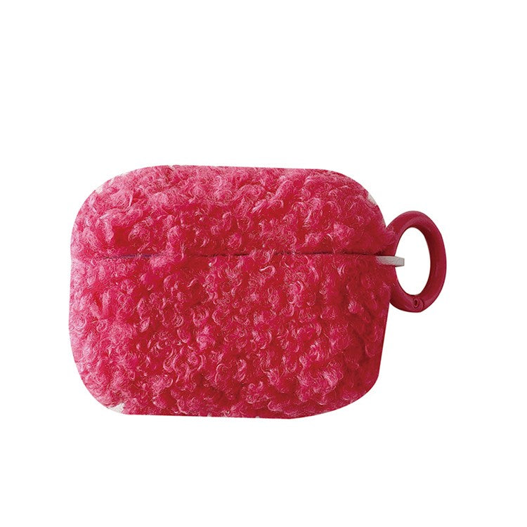 For Apple AirPods Pro 2 Solid Color Plush Earphone Case Bluetooth Earphone Earbud Anti-scratch TPU Cover with Buckle - Rose