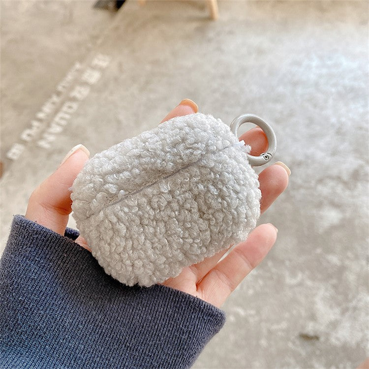 For Apple AirPods Pro 2 Solid Color Plush Earphone Case Bluetooth Earphone Earbud Anti-scratch TPU Cover with Buckle - Grey