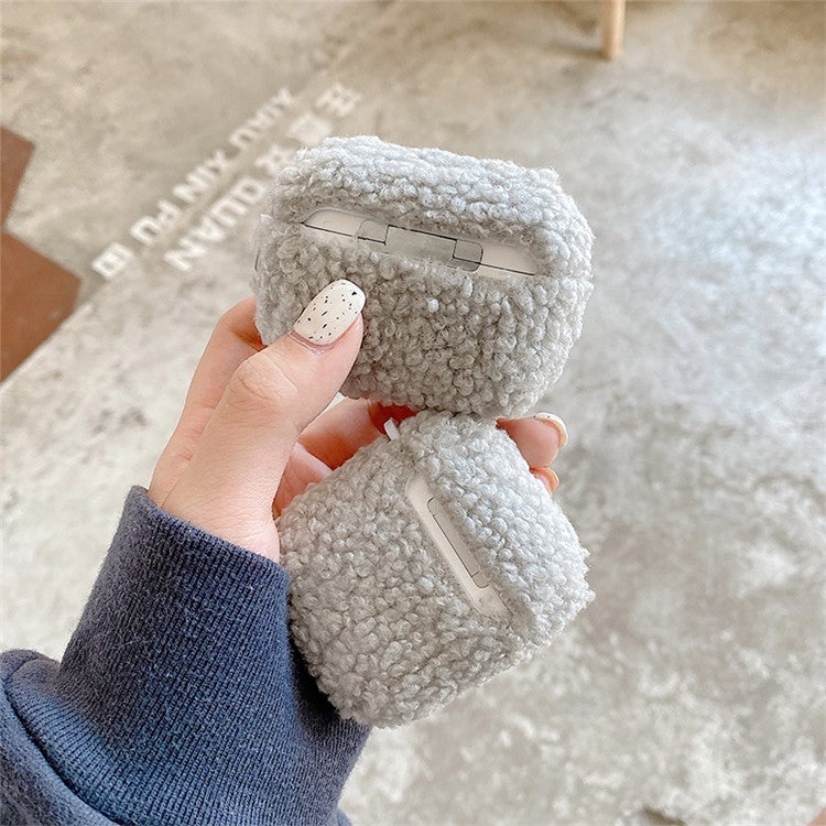 For Apple AirPods Pro 2 Solid Color Plush Earphone Case Bluetooth Earphone Earbud Anti-scratch TPU Cover with Buckle - Grey