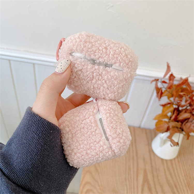 For Apple AirPods Pro 2 Solid Color Plush Earphone Case Bluetooth Earphone Earbud Anti-scratch TPU Cover with Buckle - Pink