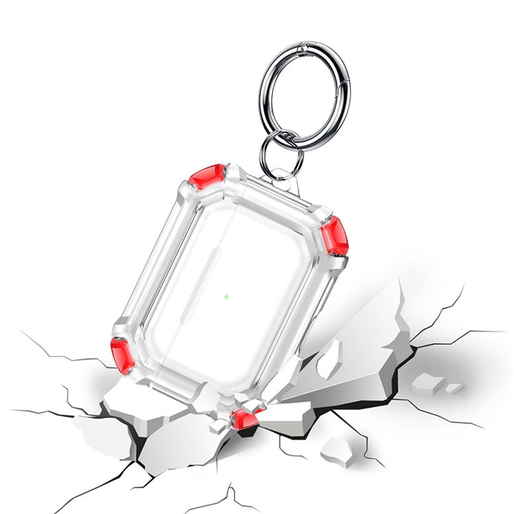 For AirPods Pro (Gen 2) (USB-C) / Pro 2 Transparent Dual Color Earphone Protective Case TPU+PC Anti-drop Cover with Ring Buckle - Red