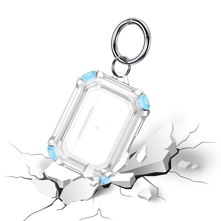 For AirPods Pro (Gen 2) (USB-C) / Pro 2 Transparent Dual Color Earphone Protective Case TPU+PC Anti-drop Cover with Ring Buckle - Sky Blue