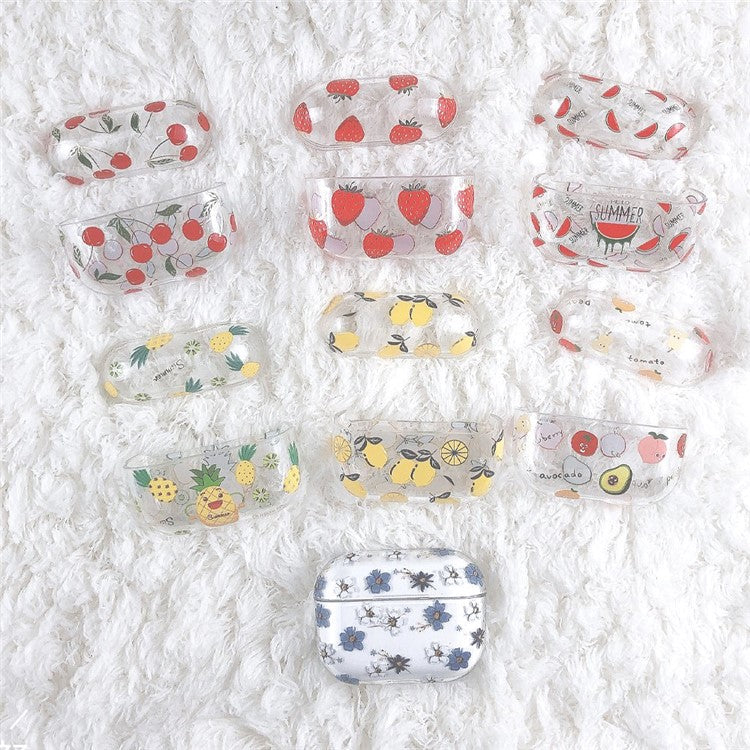 For Apple AirPods Pro (Gen 2) (USB-C) / Pro 2 Hard PC Earbud Case Lacquered Fruit Flower Pattern Bluetooth Earphone Protective Cover - Style K