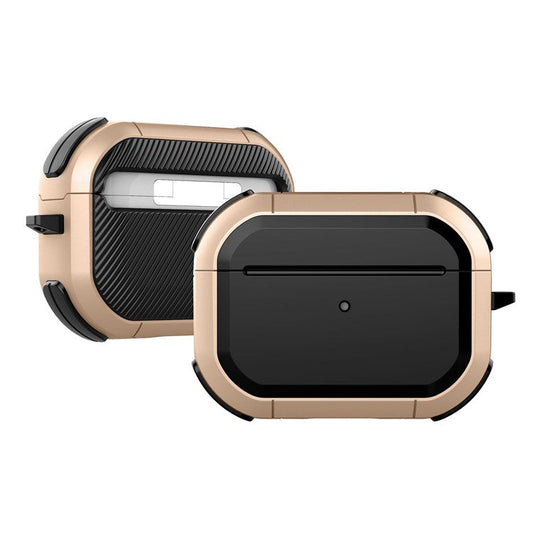 For AirPods Pro (Gen 2) (USB-C) / Pro 2 Bluetooth Earphone Protective Case TPU+PC Anti-drop Cover with Ring Buckle - Gold