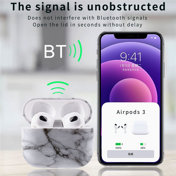 For Apple AirPods Pro (Gen 2) (USB-C) / Pro 2 Anti-drop Hard PC Earbud Case Marble Pattern Bluetooth Earphone Protective Cover - S01