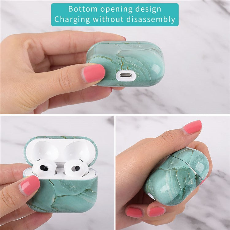 For Apple AirPods Pro (Gen 2) (USB-C) / Pro 2 Anti-drop Hard PC Earbud Case Marble Pattern Bluetooth Earphone Protective Cover - S01