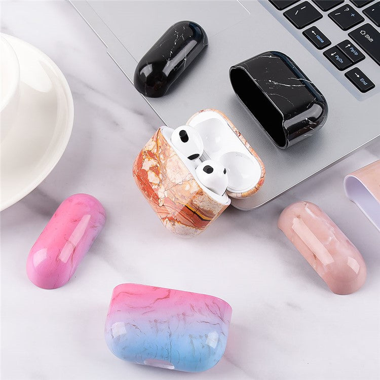 For Apple AirPods Pro (Gen 2) (USB-C) / Pro 2 Anti-drop Hard PC Earbud Case Marble Pattern Bluetooth Earphone Protective Cover - S01