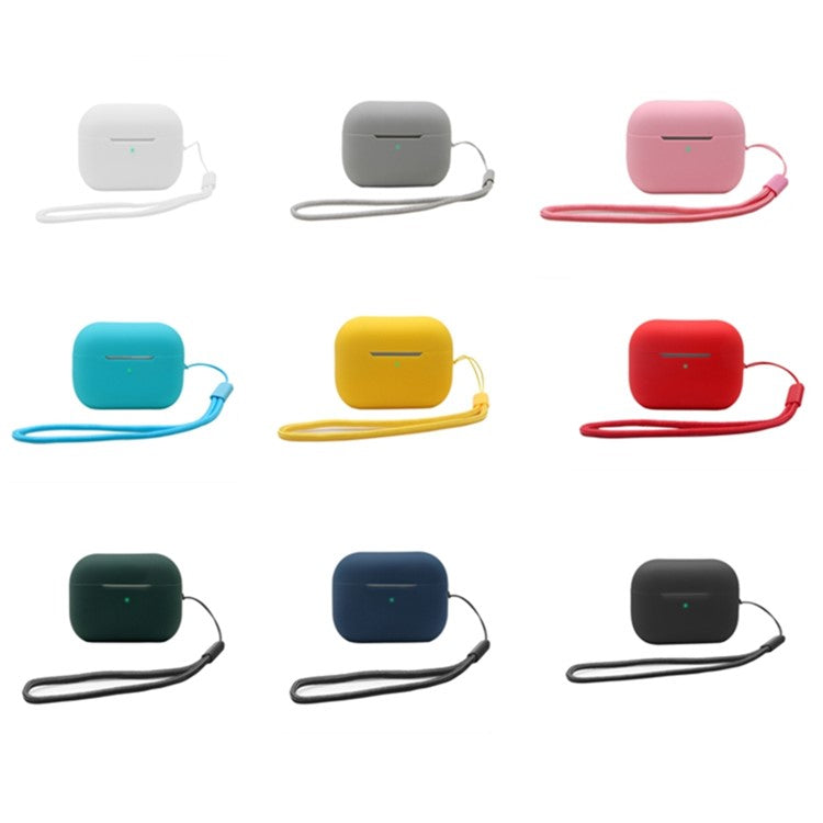 2.0mm Solid Color Silicone Case for Apple AirPods Pro 2, Bluetooth Earphone Anti-drop Cover with Hanging Strap - Midnight Blue