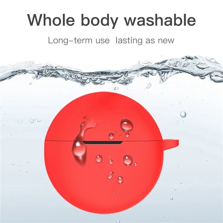 For Oppo Enco Air2i TWS Earphone Anti-dust Anti-drop Silicone Protective Cover with Anti-lost Buckle - Red