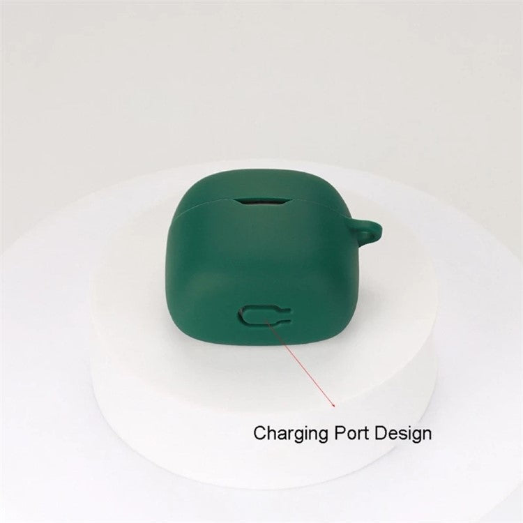 Drop Protection Case for JBL TUNE FLEX Earphone Charging Box, Silicone Soft Cover with Carrying Buckle - Dark Blue