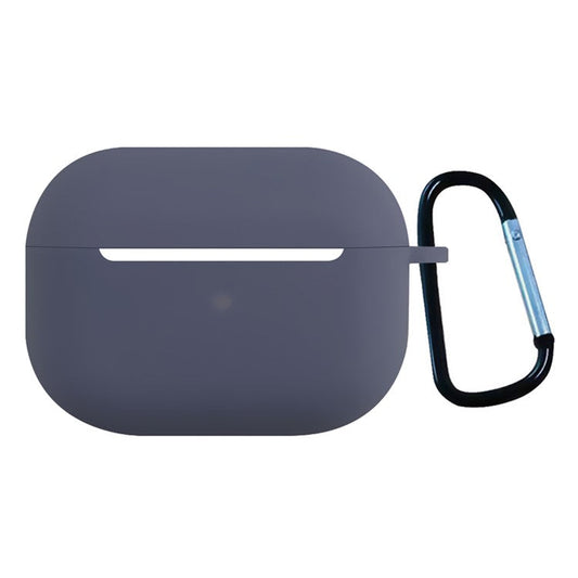 2.5mm Earphone Silicone Case for Apple AirPods Pro, Bluetooth Earbud Charging Box Anti-drop Cover with Carabiner - Lavender Grey
