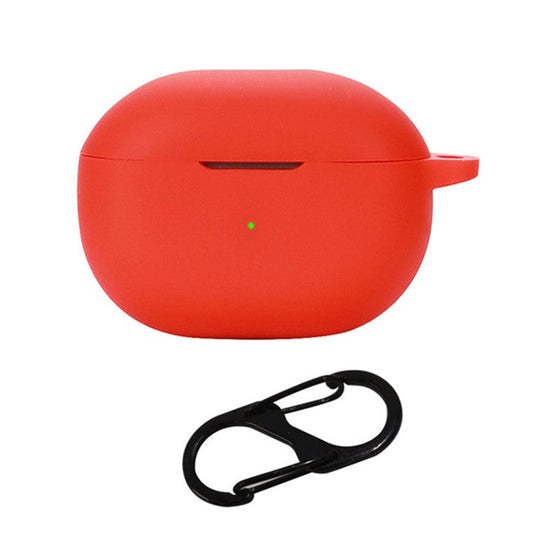 Drop Protection Sleeve for SOUNDPEATS Mini Earphone Charging Bin, Silicone Cover Case with Carrying Buckle - Red