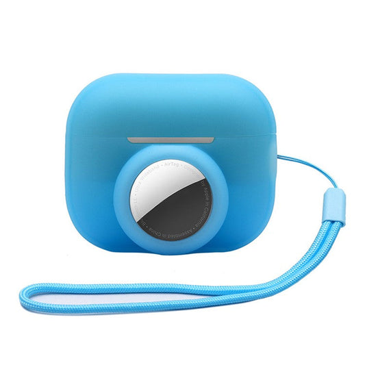 Silicone Case for Apple AirPods Pro 2 and for Apple AirTag, 2-in-1 Anti-drop Earphone Locator Protective Cover with Strap - Noctilucent Blue