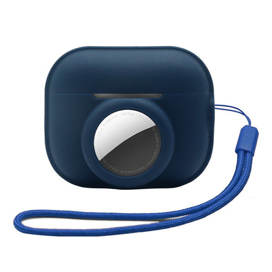 Silicone Case for Apple AirPods Pro 2 and for Apple AirTag, 2-in-1 Anti-drop Earphone Locator Protective Cover with Strap - Midnight Blue
