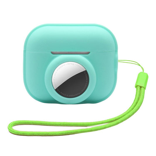 Silicone Case for Apple AirPods Pro 2 and for Apple AirTag, 2-in-1 Anti-drop Earphone Locator Protective Cover with Strap - Mint Green