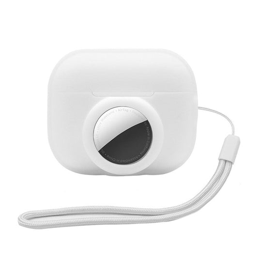 Silicone Case for Apple AirPods Pro 2 and for Apple AirTag, 2-in-1 Anti-drop Earphone Locator Protective Cover with Strap - White