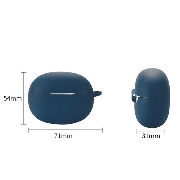 For Realme Buds T100 Silicone Protective Cover TWS Earphone Anti-drop Anti-dirt Case with Anti-lost Buckle - Black