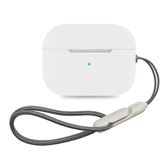 For AirPods Pro 2 Silicone Skin Earphone Case Portable 2mm Thick Scratch Shock Resistant Protective Cover with Lanyard - Transparent White