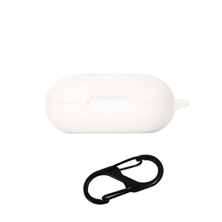 Anti-dust Flexible Silicone Case for Anker Soundcore Space A40 Earphone Charging Box, Drop Protection Cover with Carrying Buckle - White