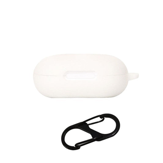 Anti-dust Flexible Silicone Case for Anker Soundcore Space A40 Earphone Charging Box, Drop Protection Cover with Carrying Buckle - White