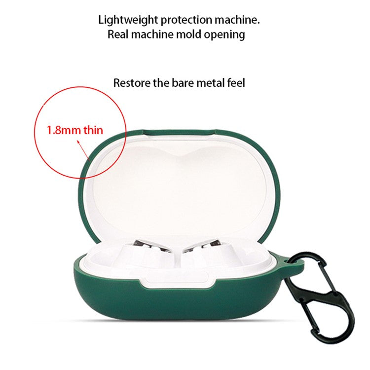 Anti-dust Flexible Silicone Case for Anker Soundcore Space A40 Earphone Charging Box, Drop Protection Cover with Carrying Buckle - White