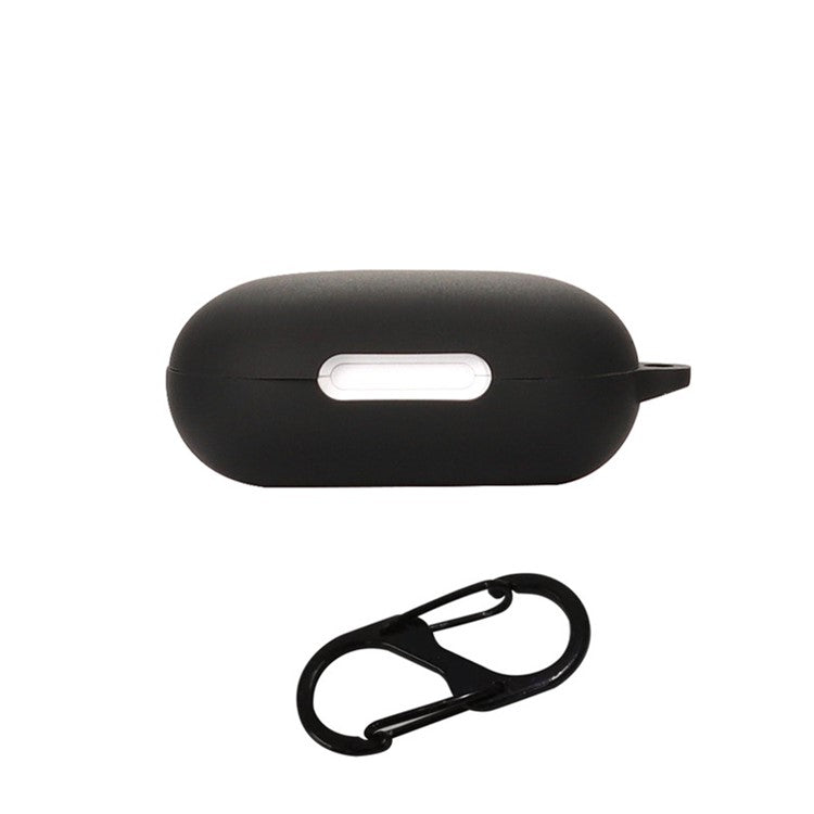 Anti-dust Flexible Silicone Case for Anker Soundcore Space A40 Earphone Charging Box, Drop Protection Cover with Carrying Buckle - Black