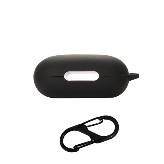 Anti-dust Flexible Silicone Case for Anker Soundcore Space A40 Earphone Charging Box, Drop Protection Cover with Carrying Buckle - Black