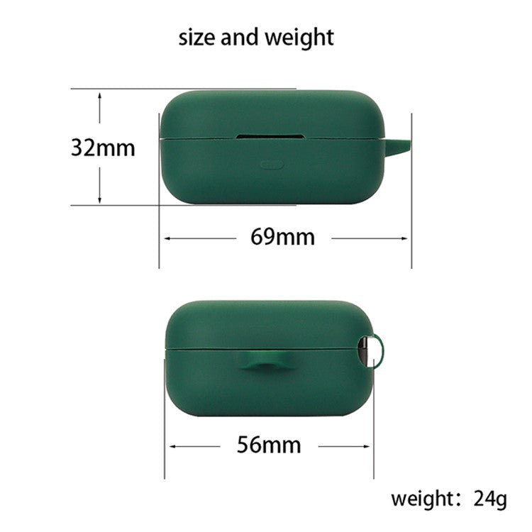 For Realme Buds Air 3S Silicone Protective Cover TWS Bluetooth Earphone Anti-drop Anti-dust Case with Anti-lost Buckle - Black