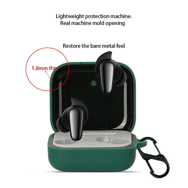 For Realme Buds Air 3S Silicone Protective Cover TWS Bluetooth Earphone Anti-drop Anti-dust Case with Anti-lost Buckle - Dark Blue