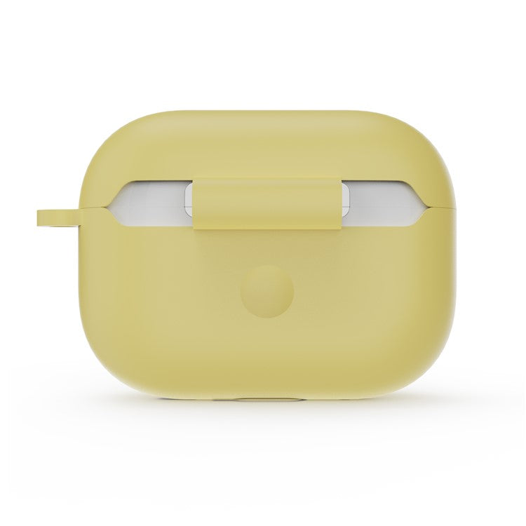 For AirPods Pro 2 Wireless Earphone Protective Cover Press Switch Anti-drop Silicone+PC Case with Hanging Buckle - Yellow