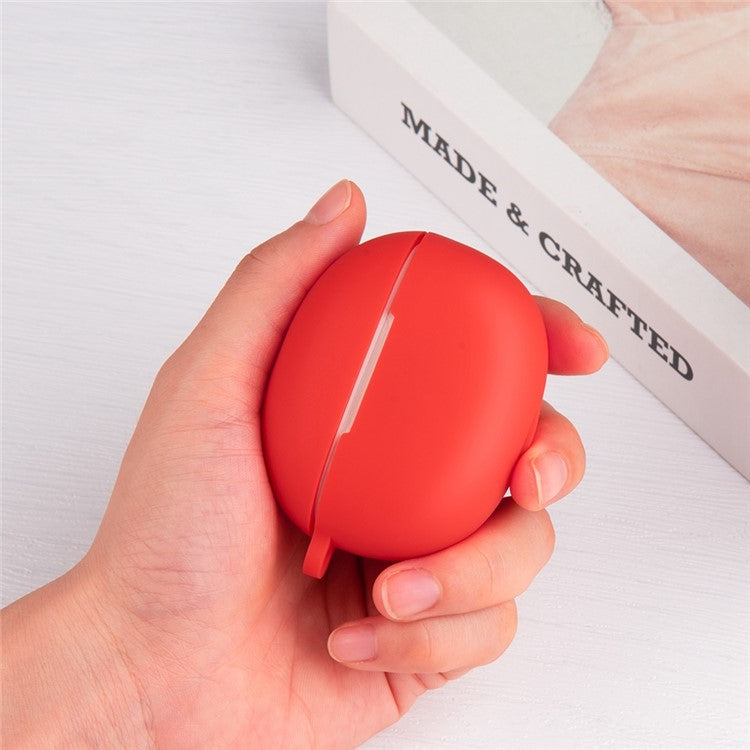 For Realme Buds T100 Silicone Protective Sleeve Bluetooth Earphone Shockproof Cover with Hanging Buckle - Red