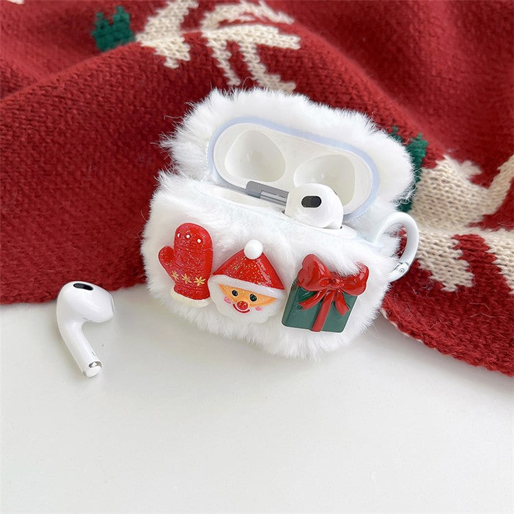 Soft Fluff Earbud Cover For AirPods 3, Christmas Snowman Palm Gift Earphone Case with Ring Buckle