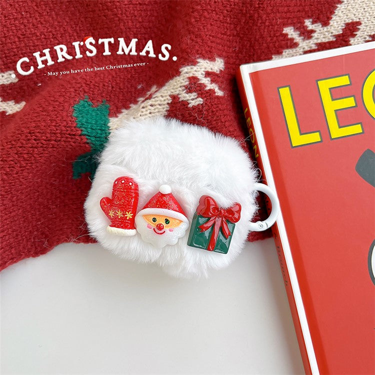 Soft Fluff Earbud Cover For AirPods 3, Christmas Snowman Palm Gift Earphone Case with Ring Buckle