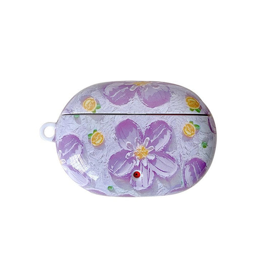 Shockproof Case for Beats Studio Buds Charging Case Glossy PC Cover Bluetooth Headset Anti-Fall TWS Earbuds Protector - Purple Flower