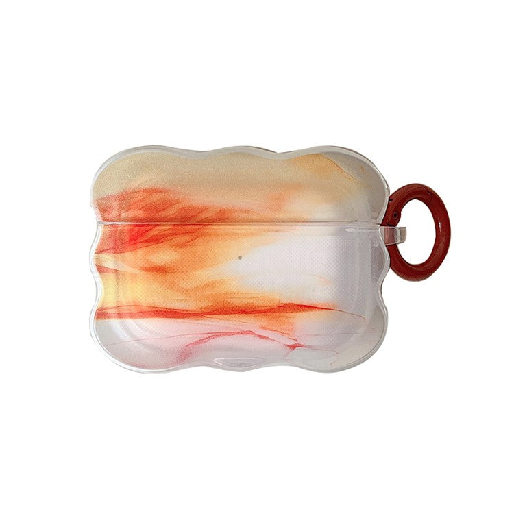 For Apple AirPods Pro Anti-scratch Case Ink Painting Soft TPU Protective Cover with Ring Buckle - Style E