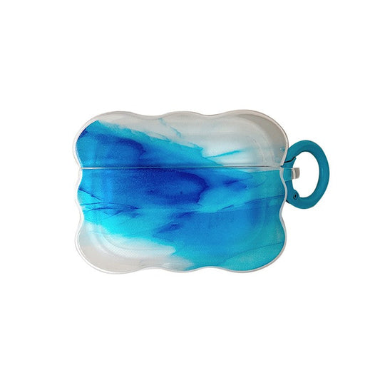 For Apple AirPods 3 Dust-proof Case Ink Painting Soft TPU Protective Cover with Ring Buckle - Style A