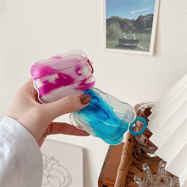 For Apple AirPods 3 Dust-proof Case Ink Painting Soft TPU Protective Cover with Ring Buckle - Style B