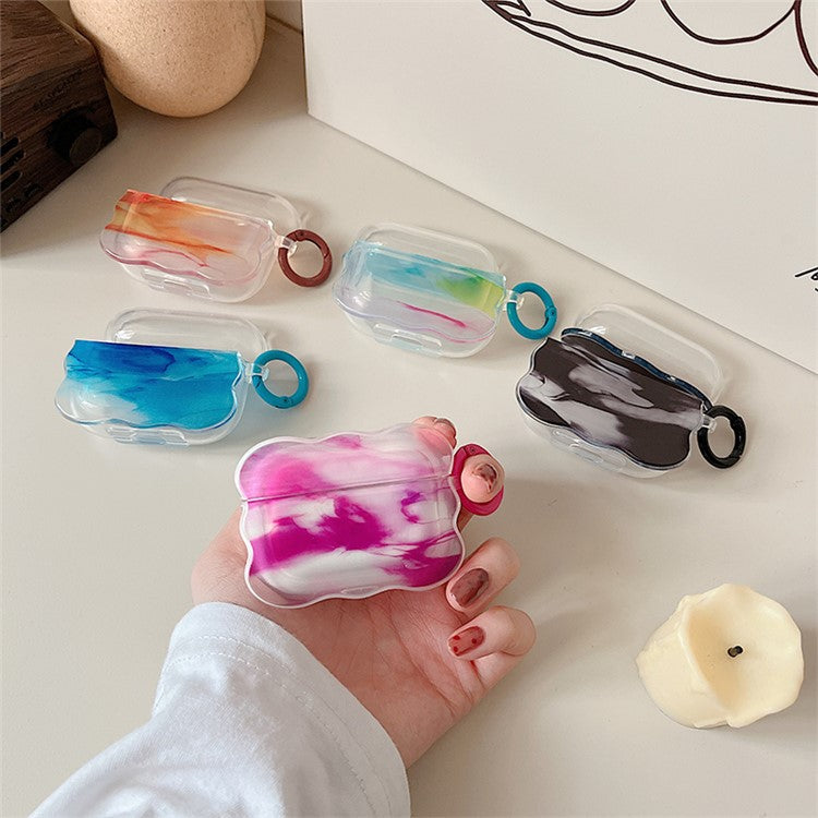 For Apple AirPods 3 Dust-proof Case Ink Painting Soft TPU Protective Cover with Ring Buckle - Style B