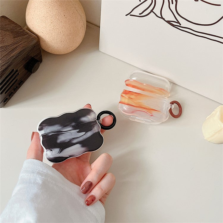 For Apple AirPods 3 Dust-proof Case Ink Painting Soft TPU Protective Cover with Ring Buckle - Style D