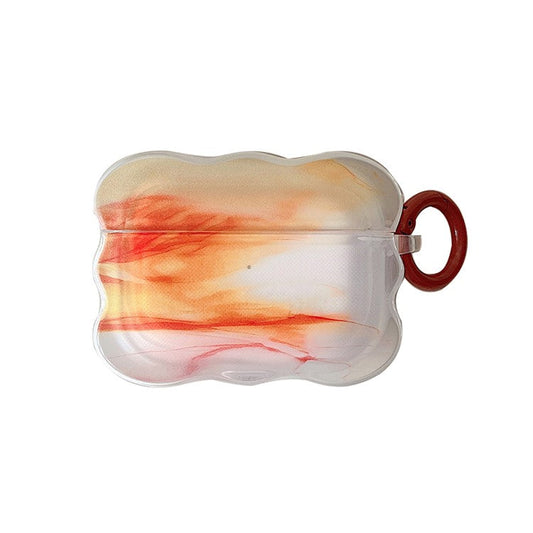 For Apple AirPods 3 Dust-proof Case Ink Painting Soft TPU Protective Cover with Ring Buckle - Style E