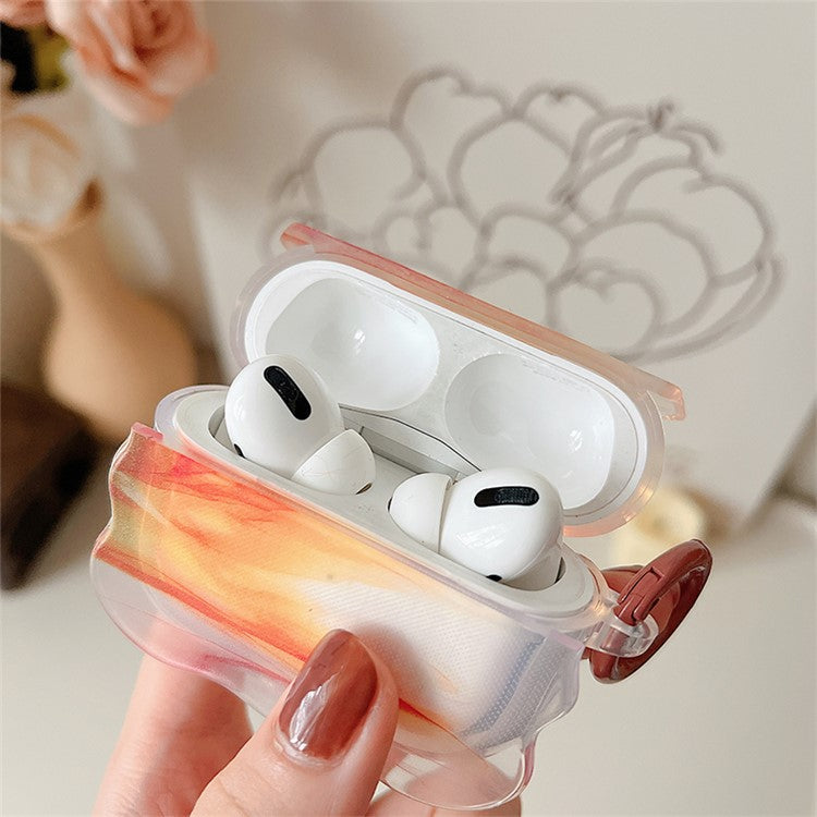 For Apple AirPods 3 Dust-proof Case Ink Painting Soft TPU Protective Cover with Ring Buckle - Style E