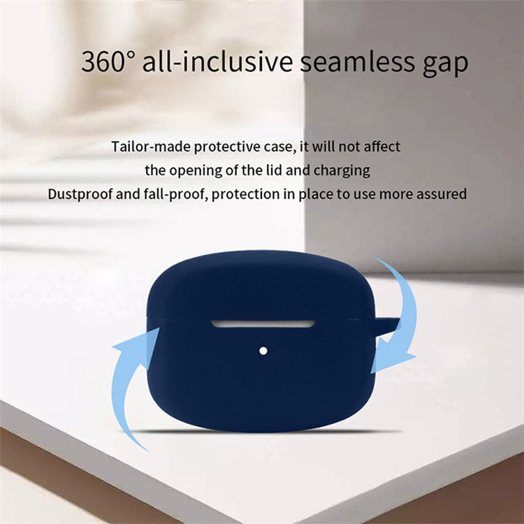For Edifier Lolli Pro 2 Bluetooth Wireless Earphone Silicone Case Shockproof Earbud Protective Cover with Anti-loss Buckle - Dark Blue