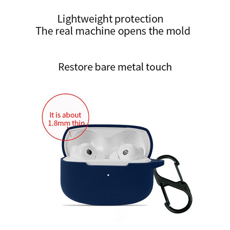 For Edifier Lolli Pro 2 Bluetooth Wireless Earphone Silicone Case Shockproof Earbud Protective Cover with Anti-loss Buckle - Black