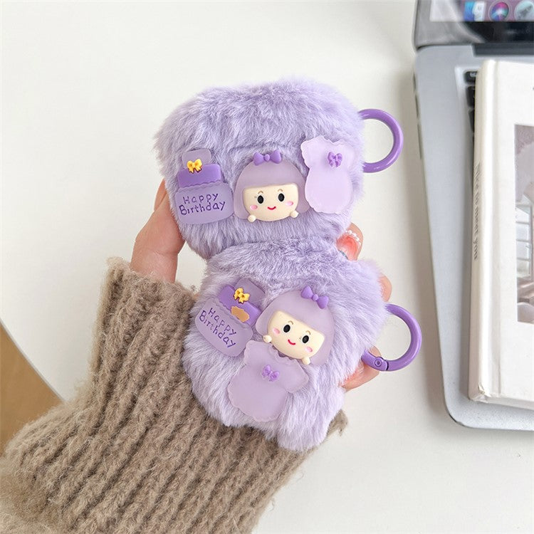 For Apple AirPods 3 Bluetooth Earphone Case Cartoon Girl Birthday Cake Fluff + TPU Earbud Protective Cover with Buckle