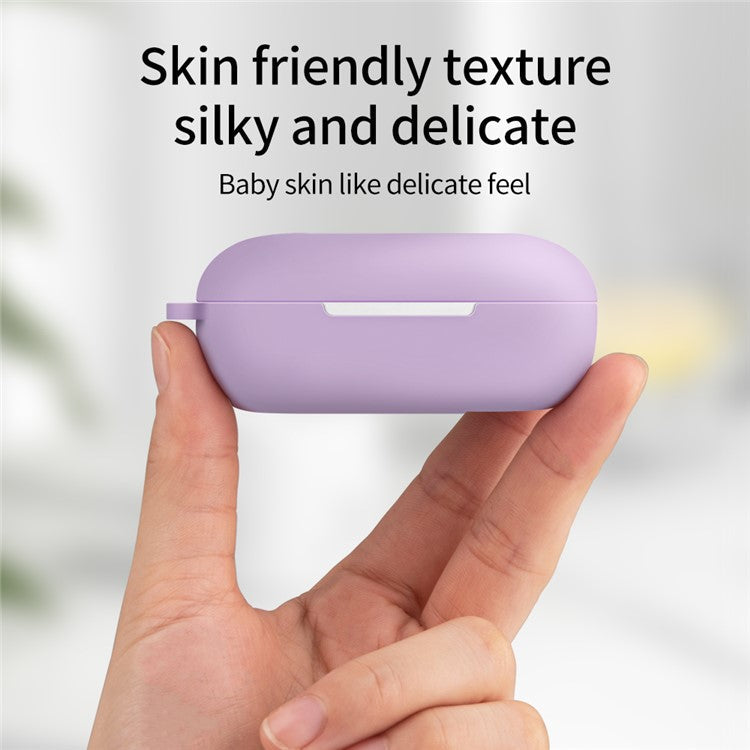 For Huawei FreeBuds SE Earphone Silicone Case Bluetooth Earbud Charging Case Anti-drop Cover with Hanging Buckle - Purple