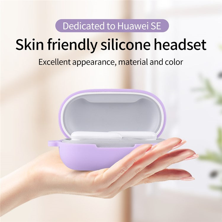 For Huawei FreeBuds SE Earphone Silicone Case Bluetooth Earbud Charging Case Anti-drop Cover with Hanging Buckle - Midnight Green