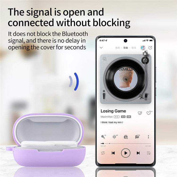 For Huawei FreeBuds SE Earphone Silicone Case Bluetooth Earbud Charging Case Anti-drop Cover with Hanging Buckle - Pink